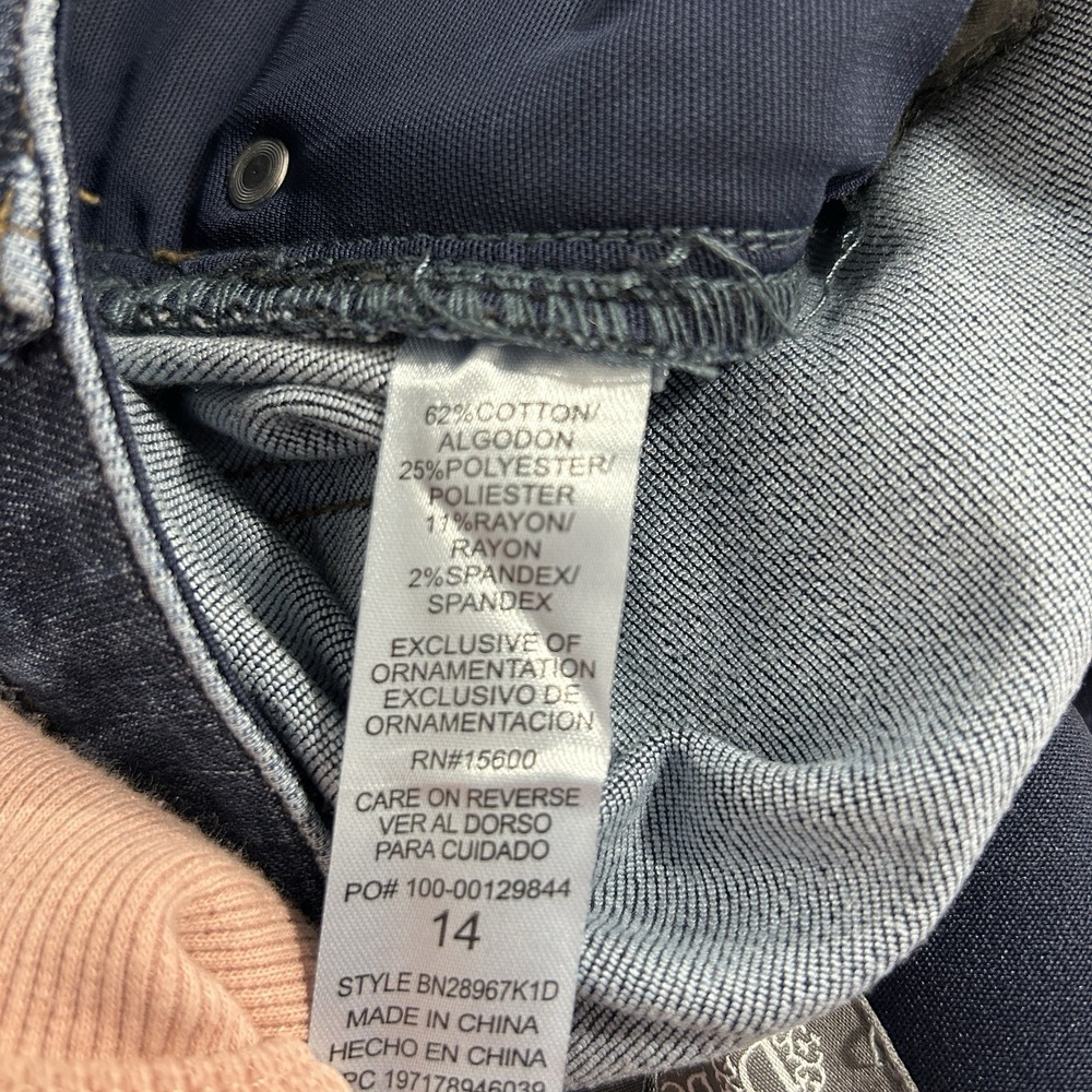 Democracy Jeans Ab Technology Bootcut Women's Size 14 Stretch Dark Wash Distress - Picture 12 of 13